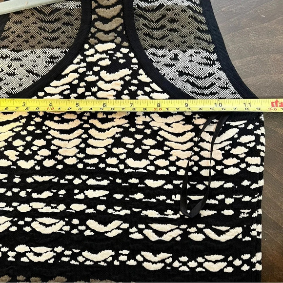 RONNY KOBO Knit Dress Bodycon Stretchy Black Cream Green Mini Tank Razor XS - Picture 8 of 10